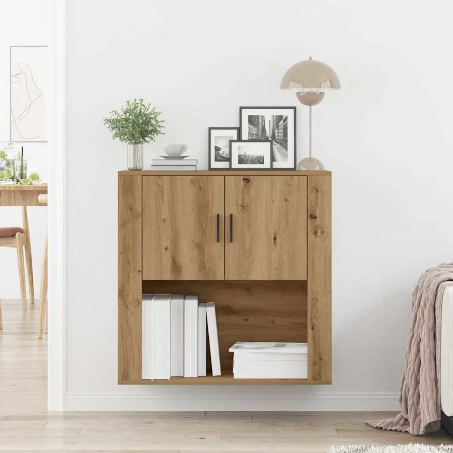 Meuble mural Chêne artisanal 80 x 33 x 80 cm Bois d'ingénierie - 4