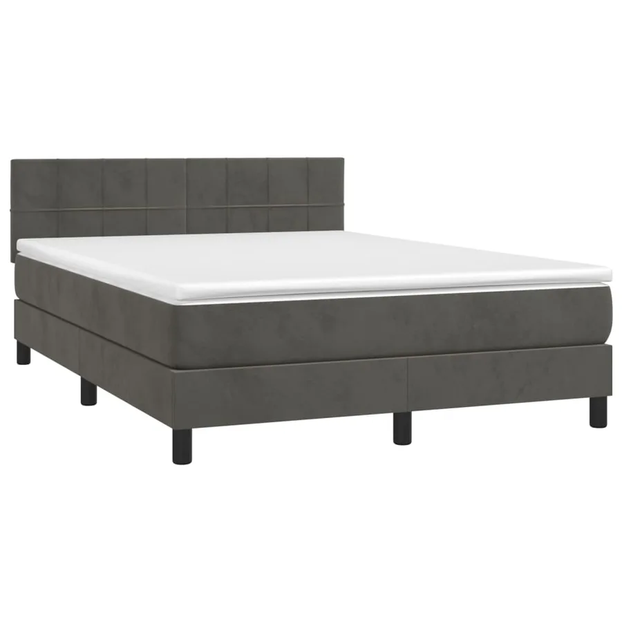 Sommier à lattes de lit et matelas Gris foncé 140x200cm Velours - 3