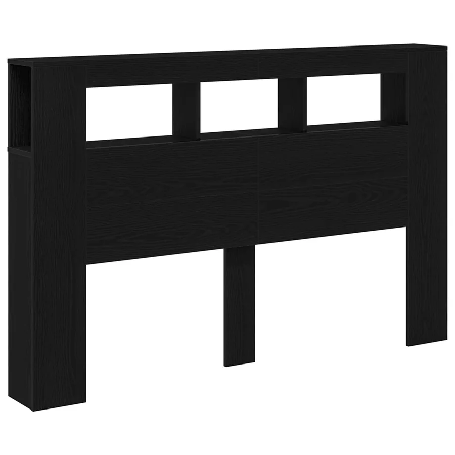 Tête de lit LED avec étagère Chêne noir 160 x 18,5 x 103,5 cm - 5
