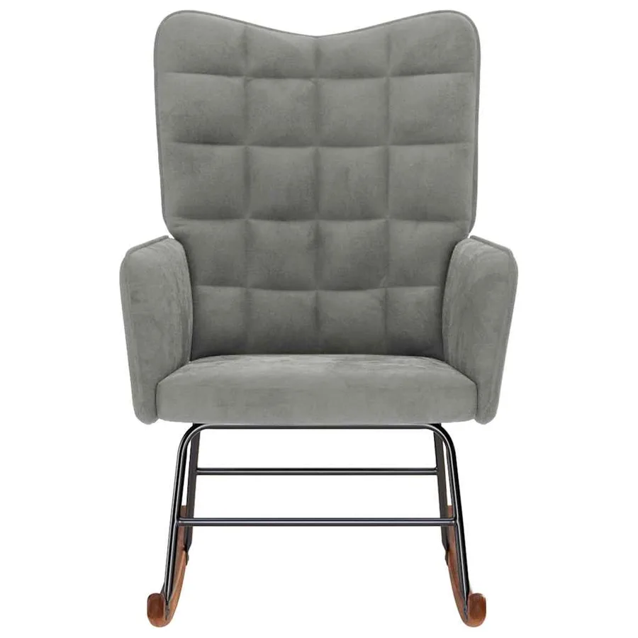 Chaise à bascule Gris clair Velours - 3