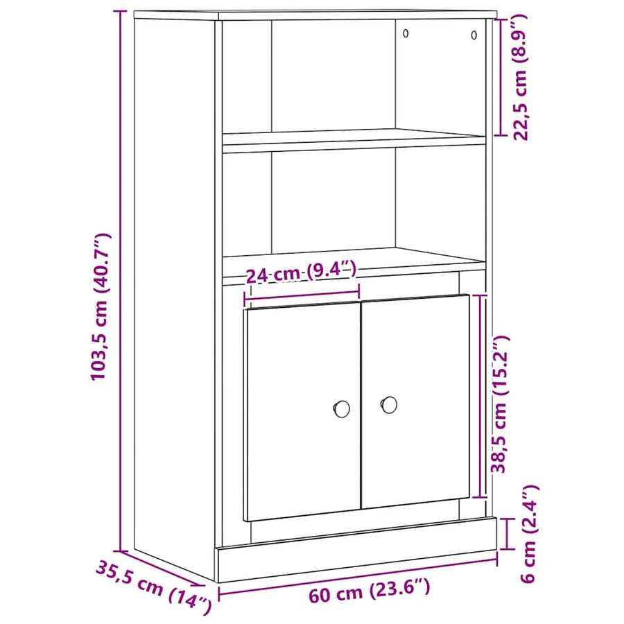 Highboard Chêne noir 132 x 35,5 x 103,5 cm Bois d'ingénierie - 17