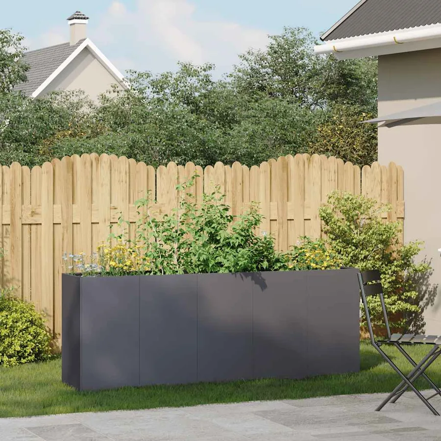 Jardinière anthracite 200x40x80 cm acier laminé à froid - 3