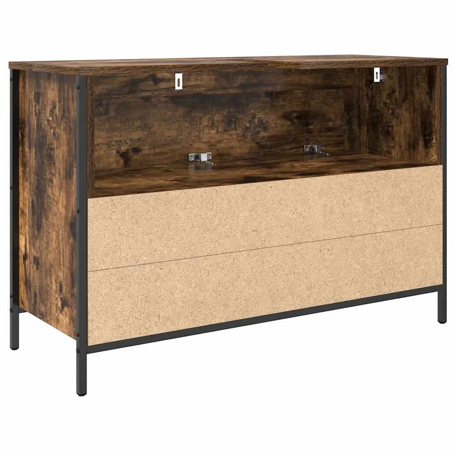 Meuble de salle de bain lavabo tiroirs chêne fumé 90x34,5x60 cm - 8