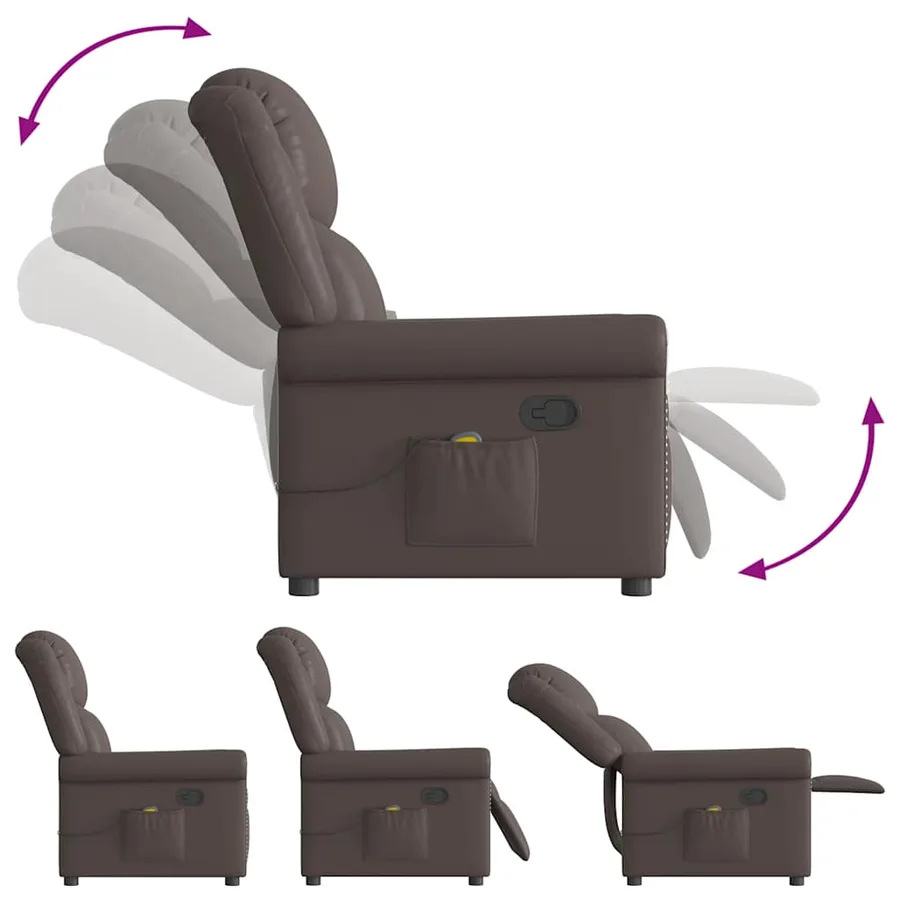 Fauteuil de massage Marron Similicuir brillant - 6
