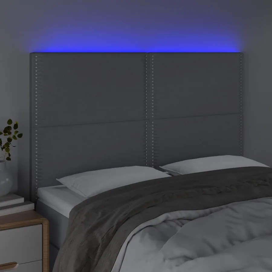 Tête de lit à LED Gris clair 144x5x118/128 cm Tissu - 3