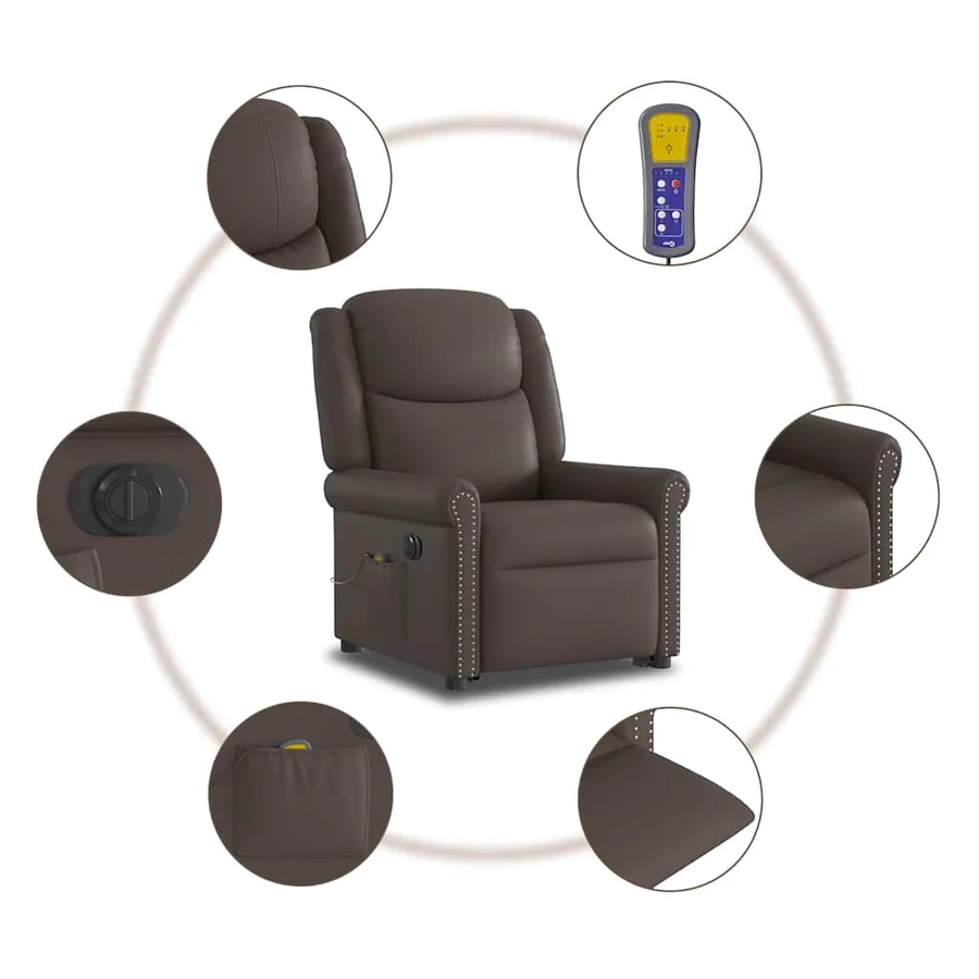 Fauteuil inclinable massage électrique marron brillant - 13