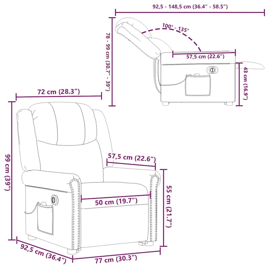 Fauteuil inclinable massage électrique marron brillant - 17