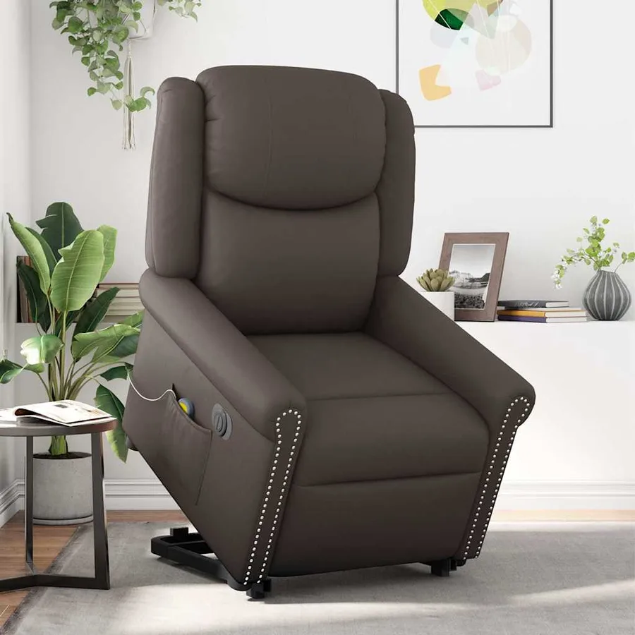 Fauteuil inclinable massage électrique marron brillant - 2