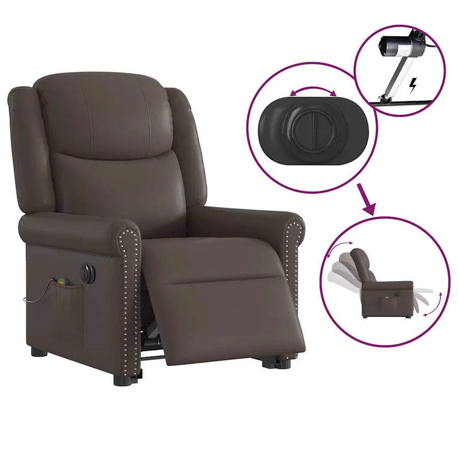 Fauteuil inclinable massage électrique marron brillant - 9