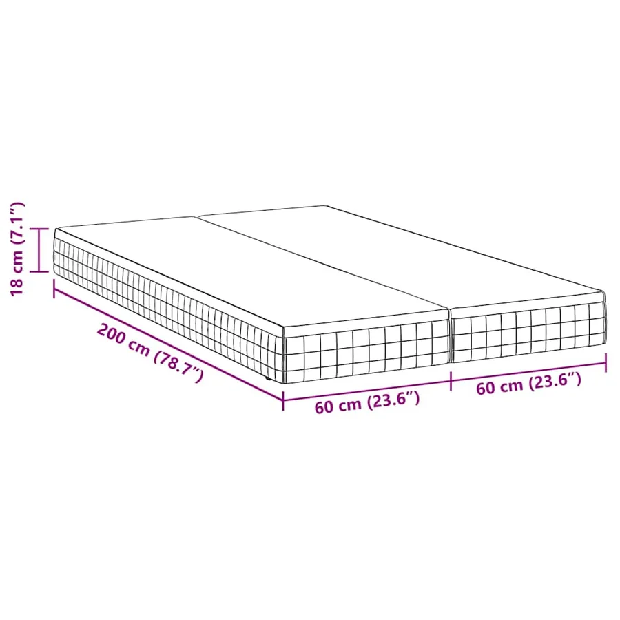 Matelas 2 pcs Blanc et Gris 60 x 200 cm Printemps Bonell - 11