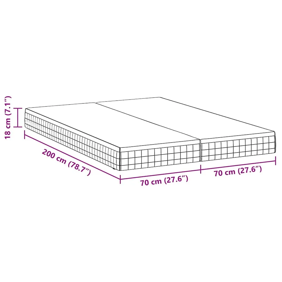 Matelas 2 pcs Blanc et Gris 70 x 200 cm Printemps Bonell - 12