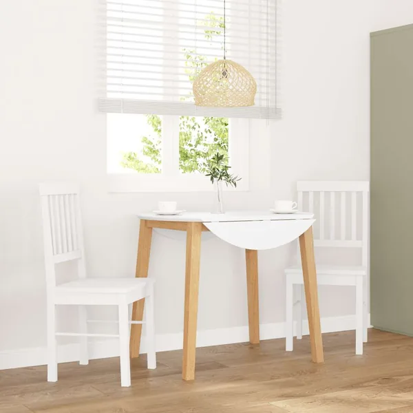 Chaises à manger 2 pcs blanc bois massif caoutchouc