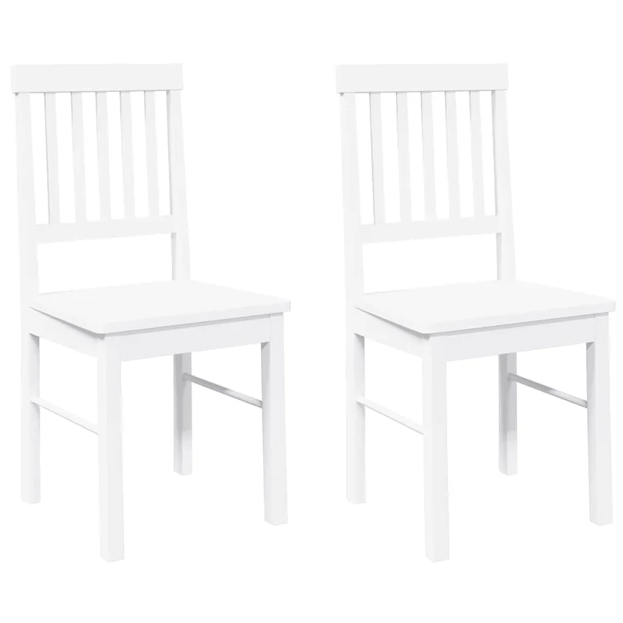 Chaises à manger 2 pcs blanc bois massif caoutchouc - 2