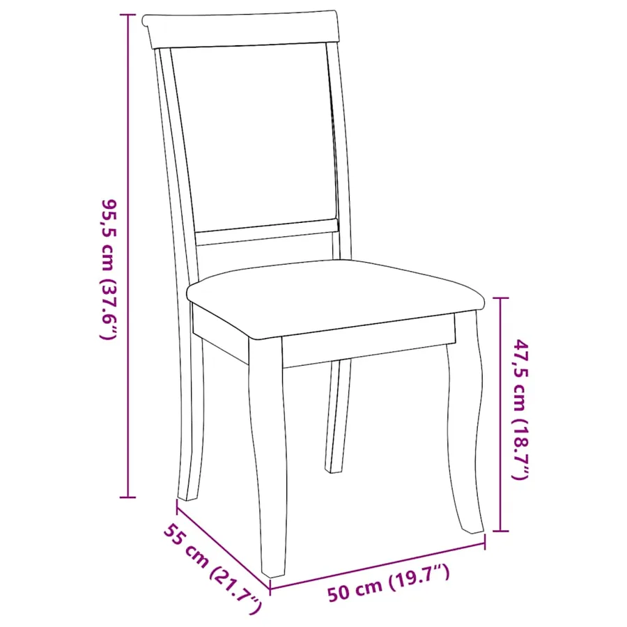 Chaises à manger coussins 2 pcs blanc bois massif caoutchouc - 11