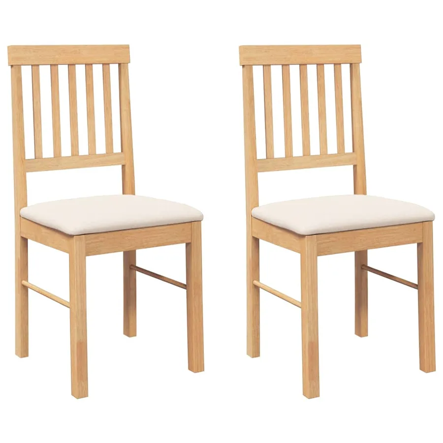 Chaises à manger coussins 2 pcs bois massif caoutchouc - 2