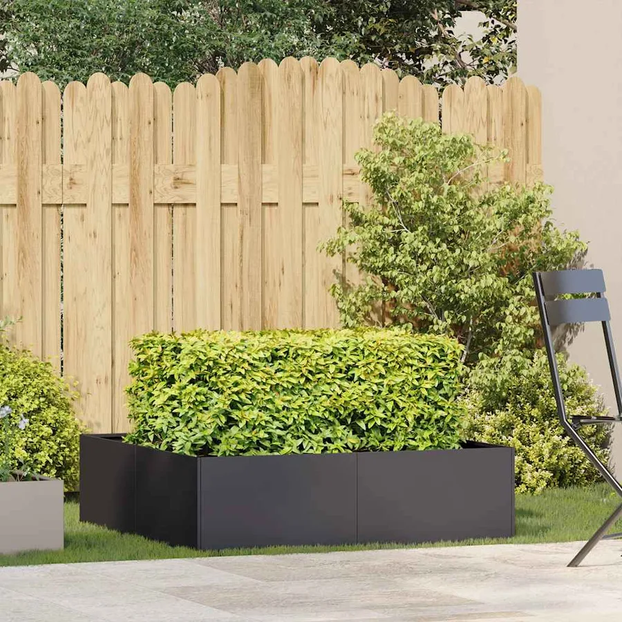 Jardinière noir 100x100x30 cm acier - 3
