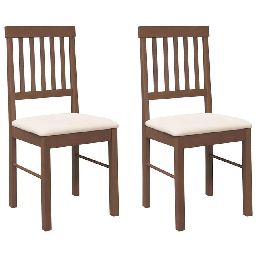 Chaises à manger coussins 2 pcs marron bois massif caoutchouc - 2