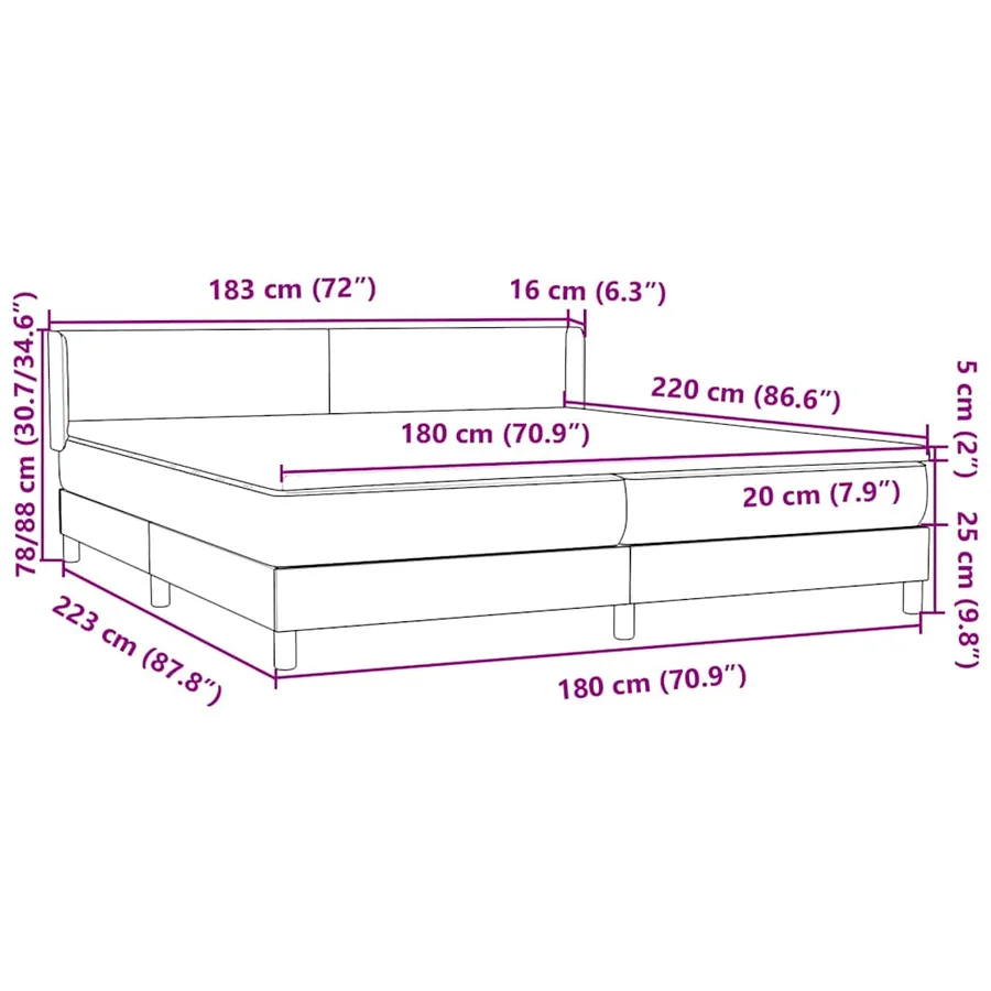 Sommier à lattes de lit avec matelas rose 180x220 cm velours - 12