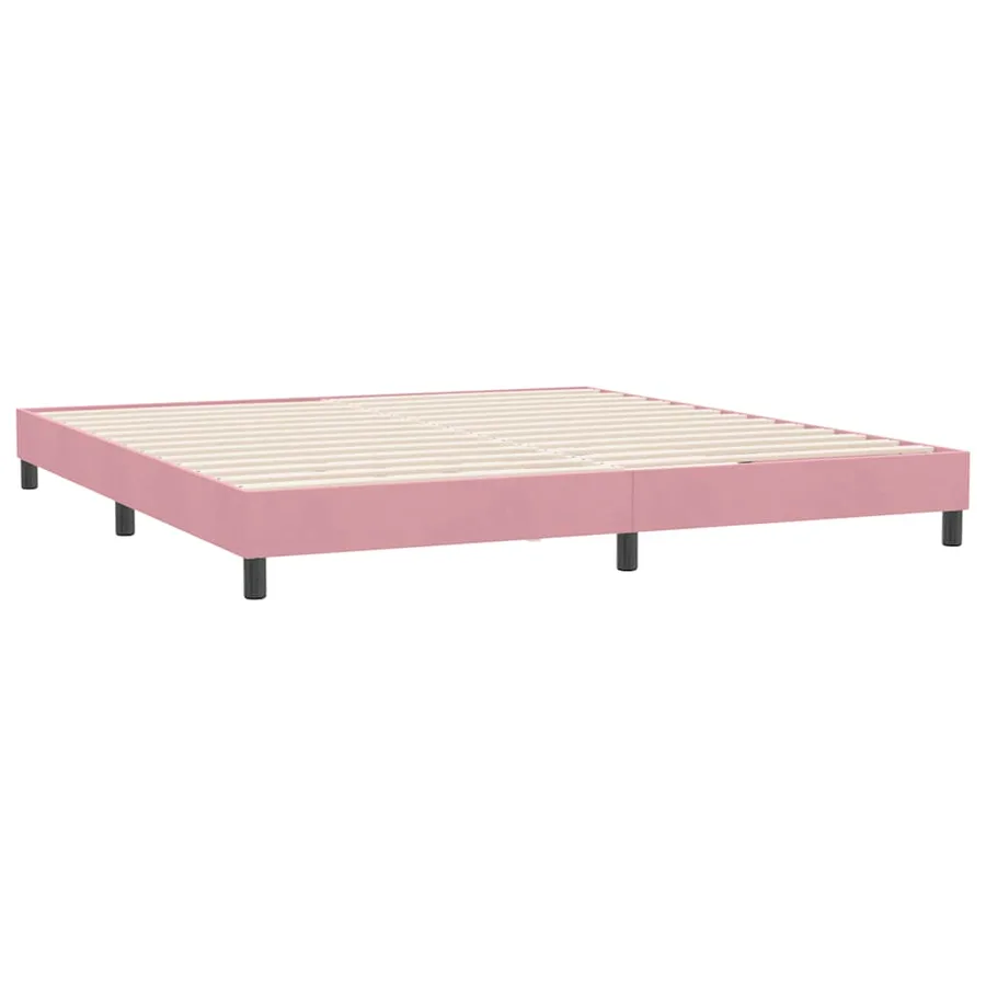 Sommier à lattes de lit sans matelas rose 180x220 cm velours - 4