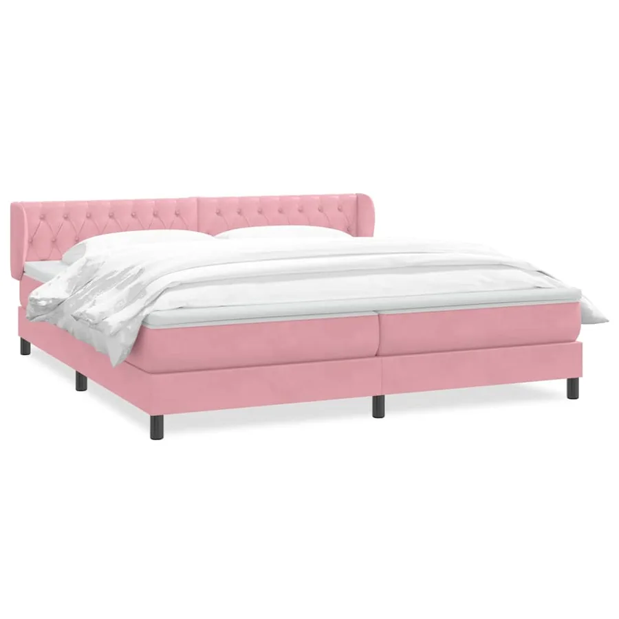 Sommier à lattes de lit avec matelas rose 180x220 cm velours - 2