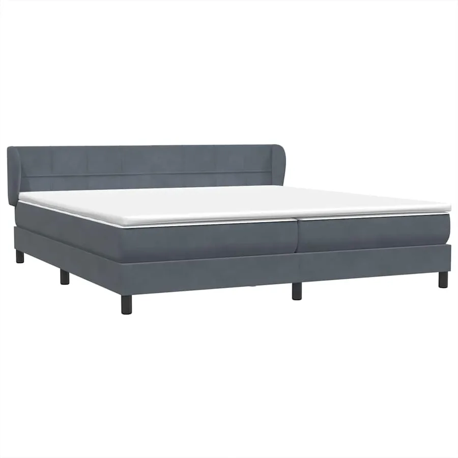 Sommier à lattes de lit et matelas gris foncé 180x220cm velours - 4