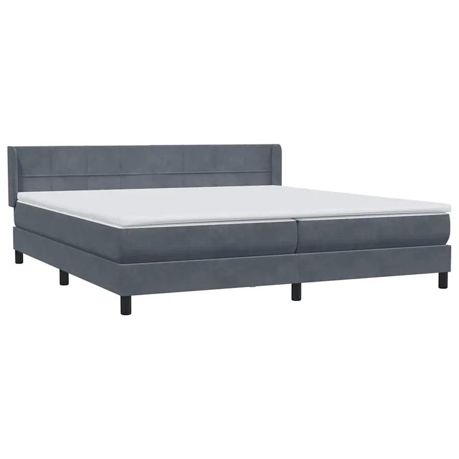 Sommier à lattes de lit et matelas gris foncé 180x220cm velours - 4