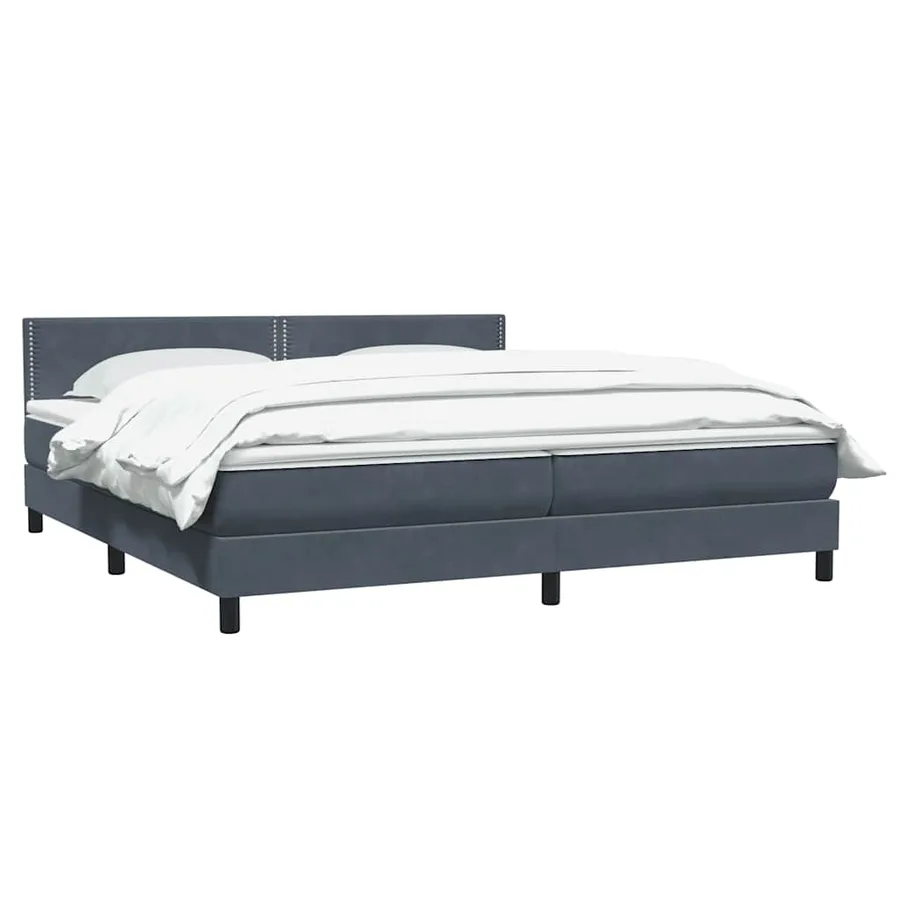 Sommier à lattes de lit et matelas gris foncé 200x220cm velours - 3