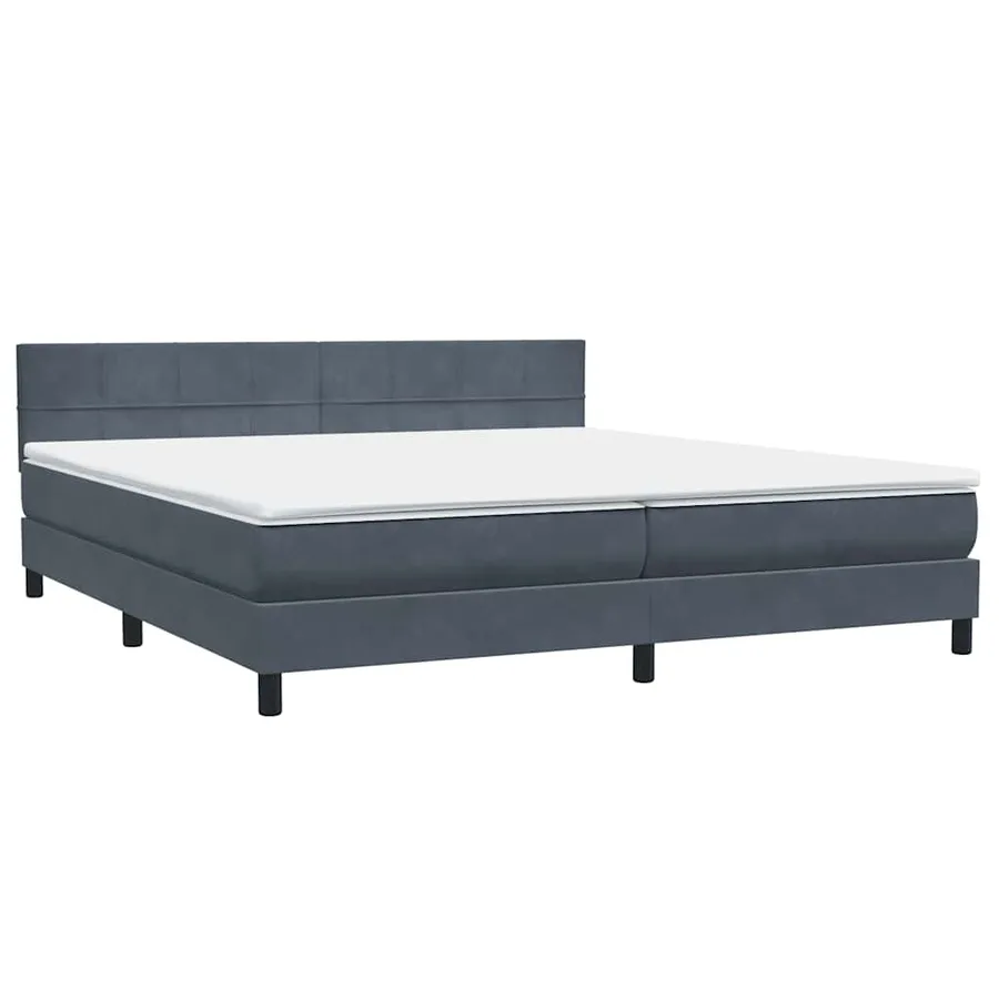 Sommier à lattes de lit et matelas gris foncé 200x220cm velours - 4