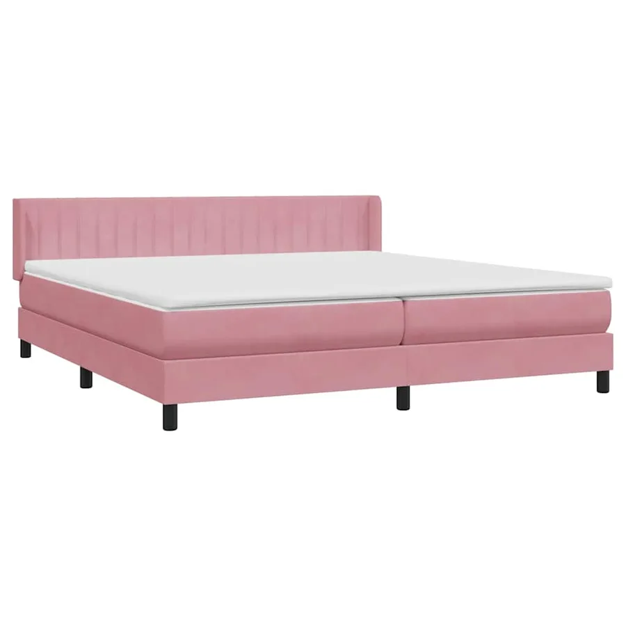 Sommier à lattes de lit avec matelas rose 180x220 cm velours - 4