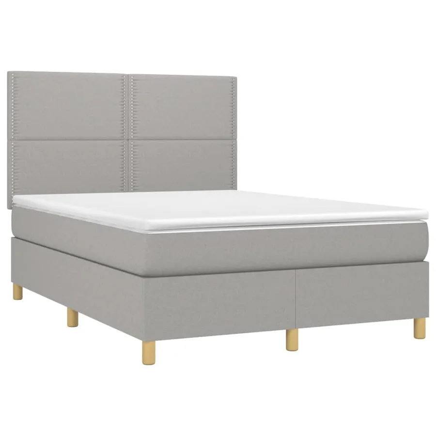 Sommier à lattes de lit et matelas et LED Gris clair 140x200 cm - 3