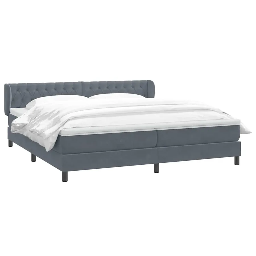 Sommier à lattes de lit et matelas gris foncé 200x220cm velours - 3