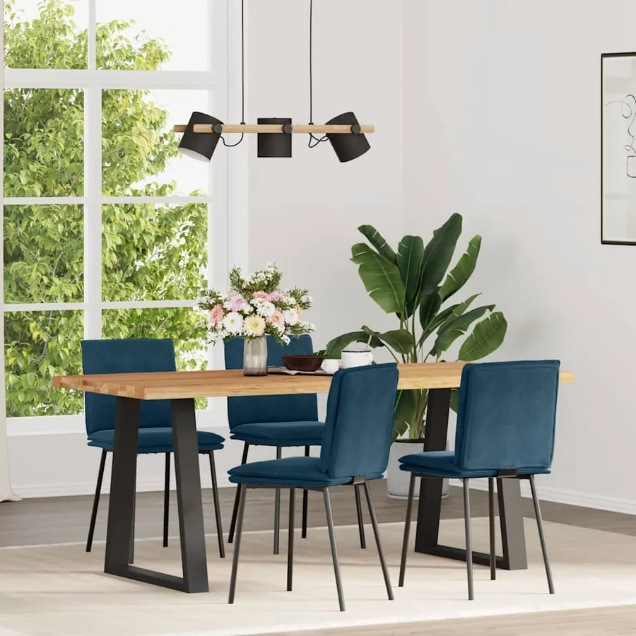 Chaises à manger lot de 4 Bleu Velours
