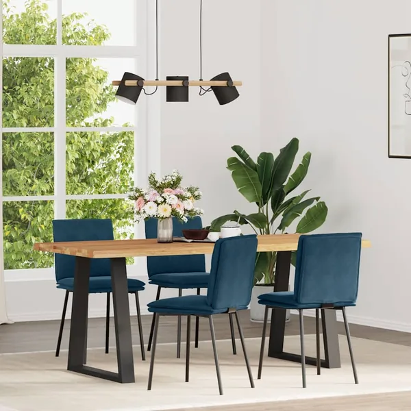 Chaises à manger lot de 4 Bleu Velours
