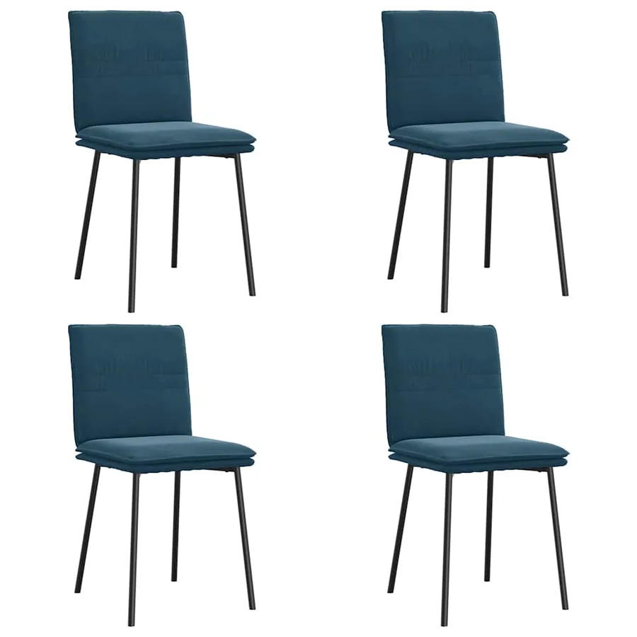 Chaises à manger lot de 4 Bleu Velours - 2