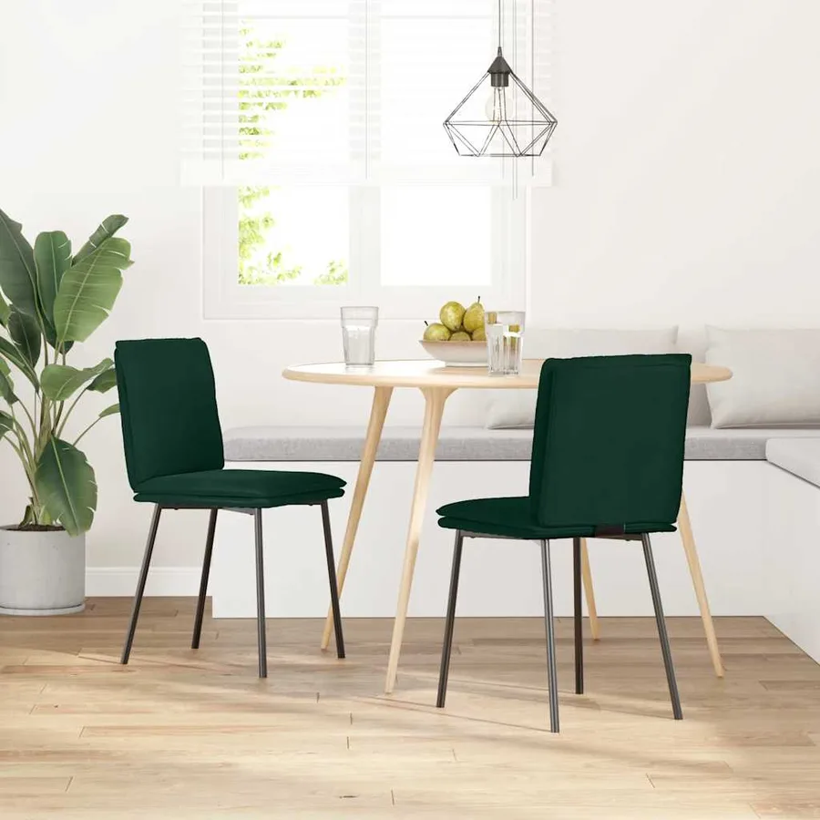 Chaises à manger lot de 2 Vert foncé Velours - 2