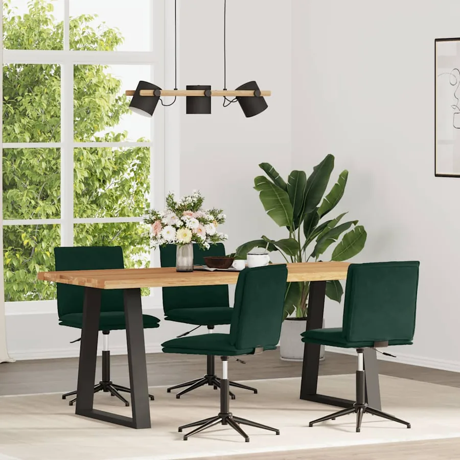 Chaises à manger lot de 4 Vert foncé Velours