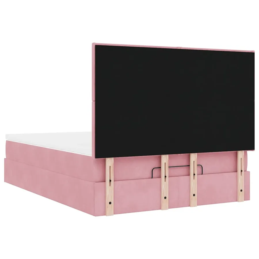Cadre de lit ottoman avec matelas rose 140x200 cm velours - 10
