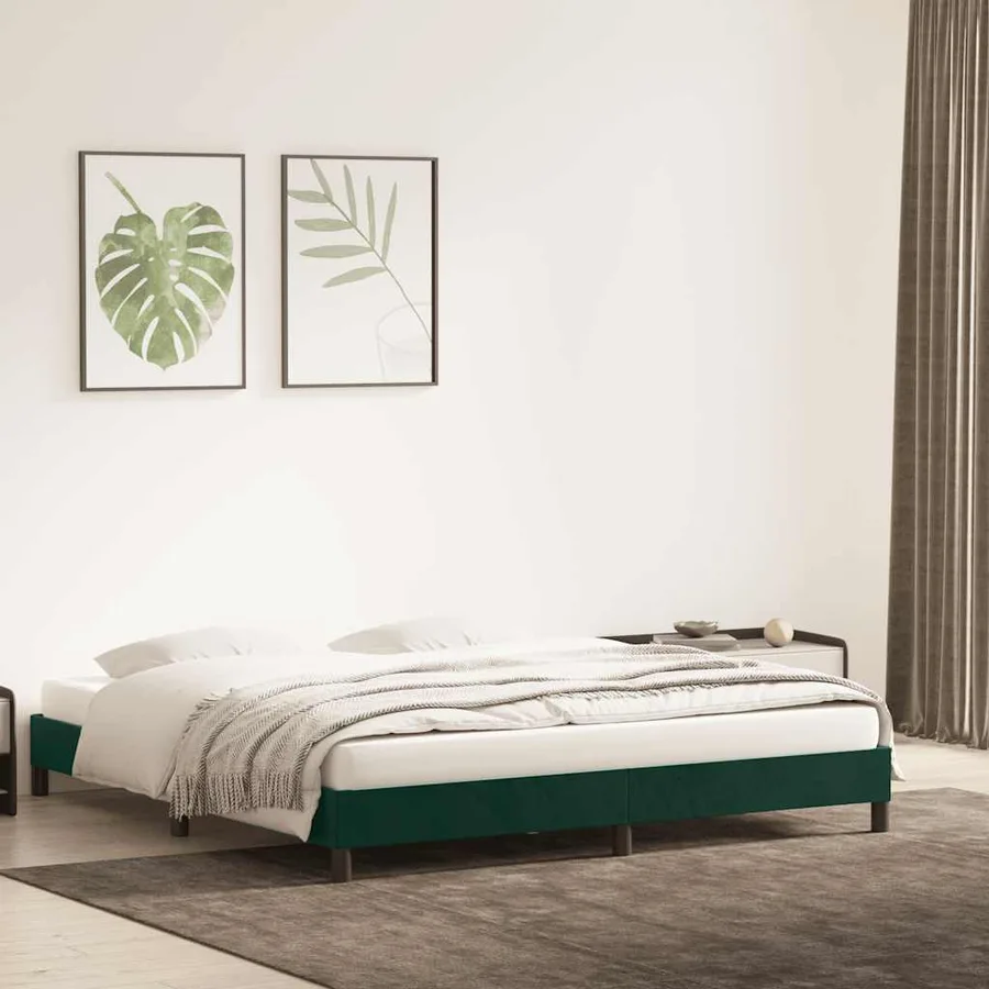 Cadre de lit sans matelas vert foncé 180x220 cm velours - 3