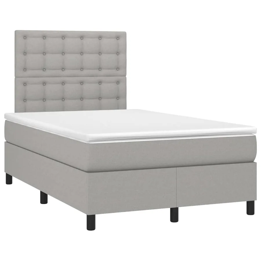 Sommier à lattes de lit avec matelas Gris clair 120x200cm Tissu - 3