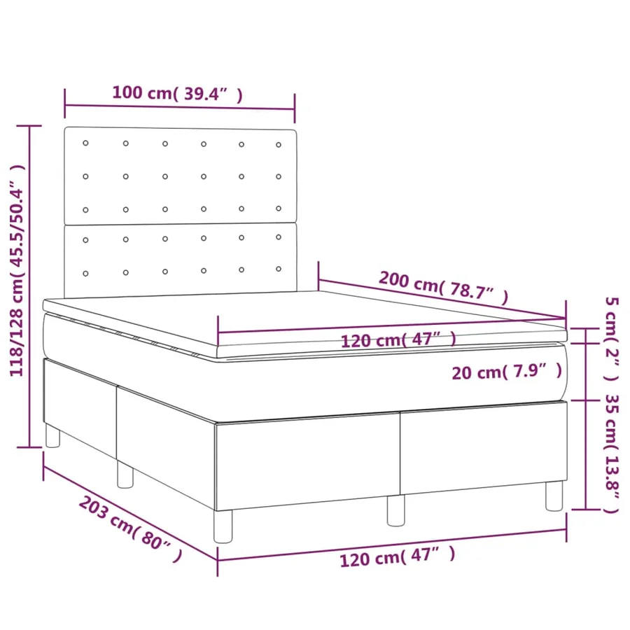 Sommier à lattes de lit avec matelas Gris clair 120x200cm Tissu - 6