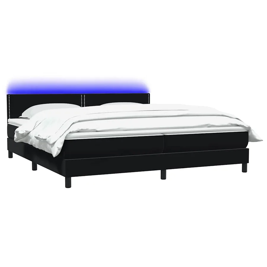 Sommier à lattes de lit avec matelas et LED noir 200x220 cm velours - 3