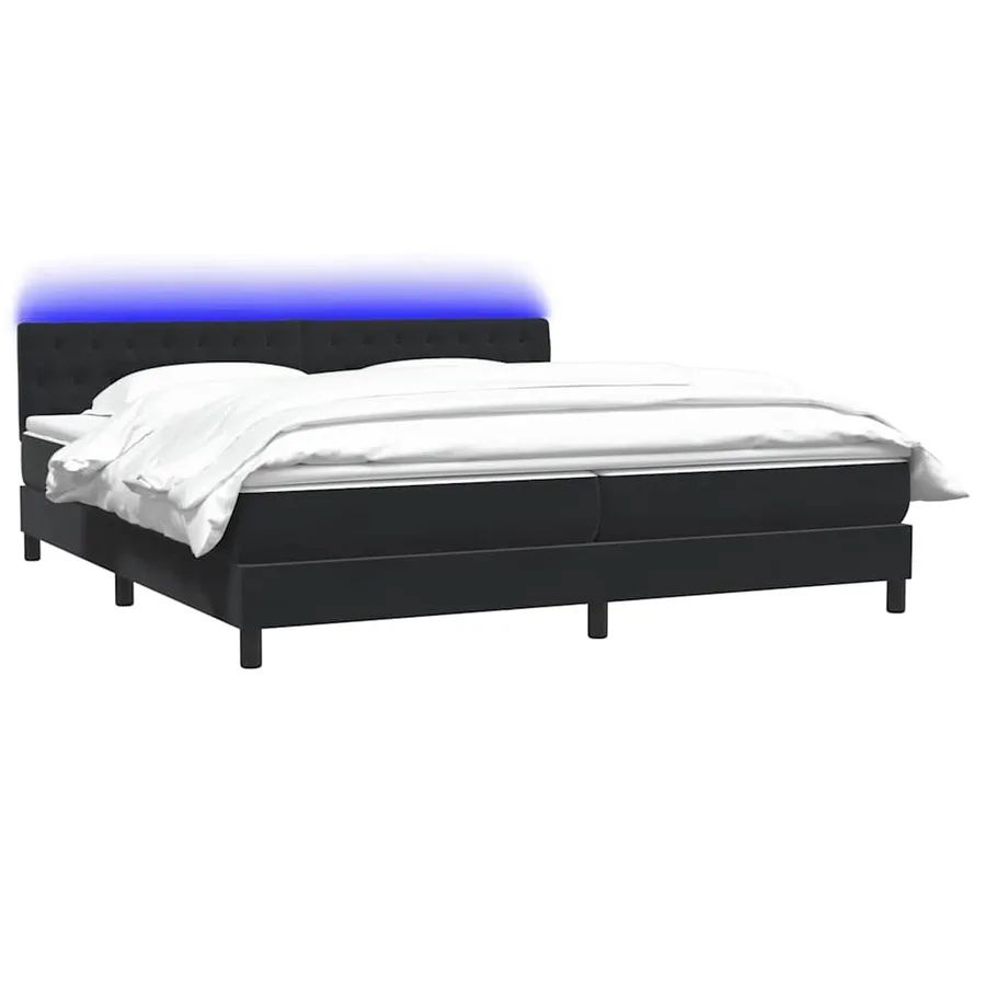 Sommier à lattes de lit avec matelas et LED noir 200x220 cm velours - 3