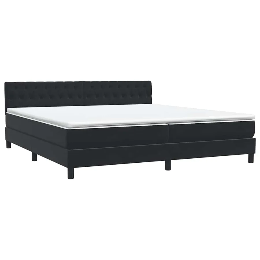 Sommier à lattes de lit avec matelas et LED noir 200x220 cm velours - 5