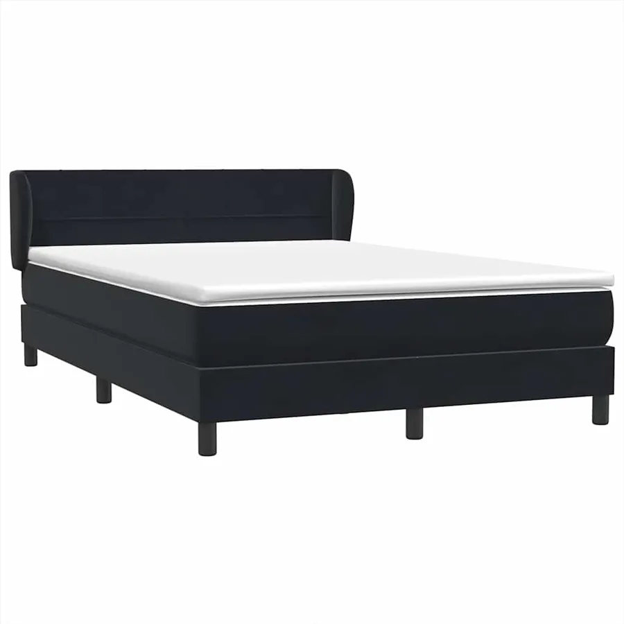 Sommier à lattes de lit avec matelas noir 160x220 cm velours - 4