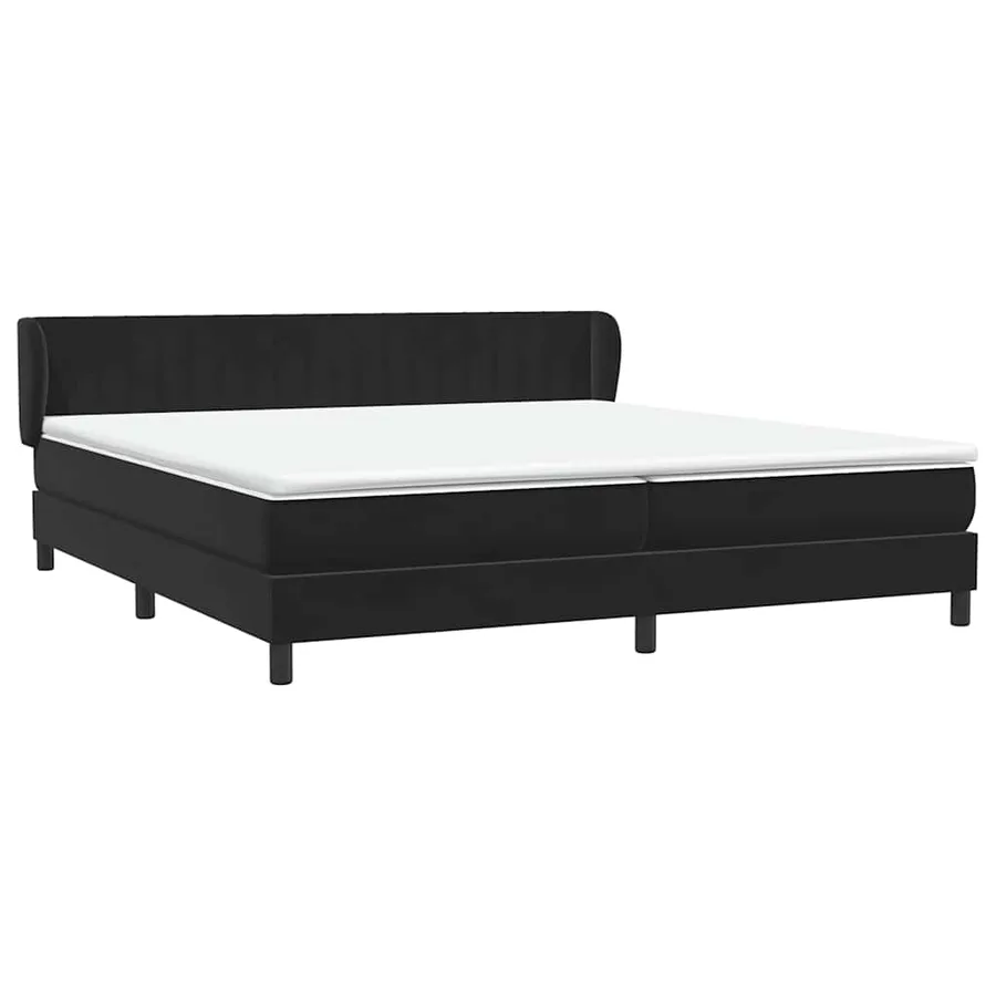 Sommier à lattes de lit avec matelas noir 200x220 cm velours - 4