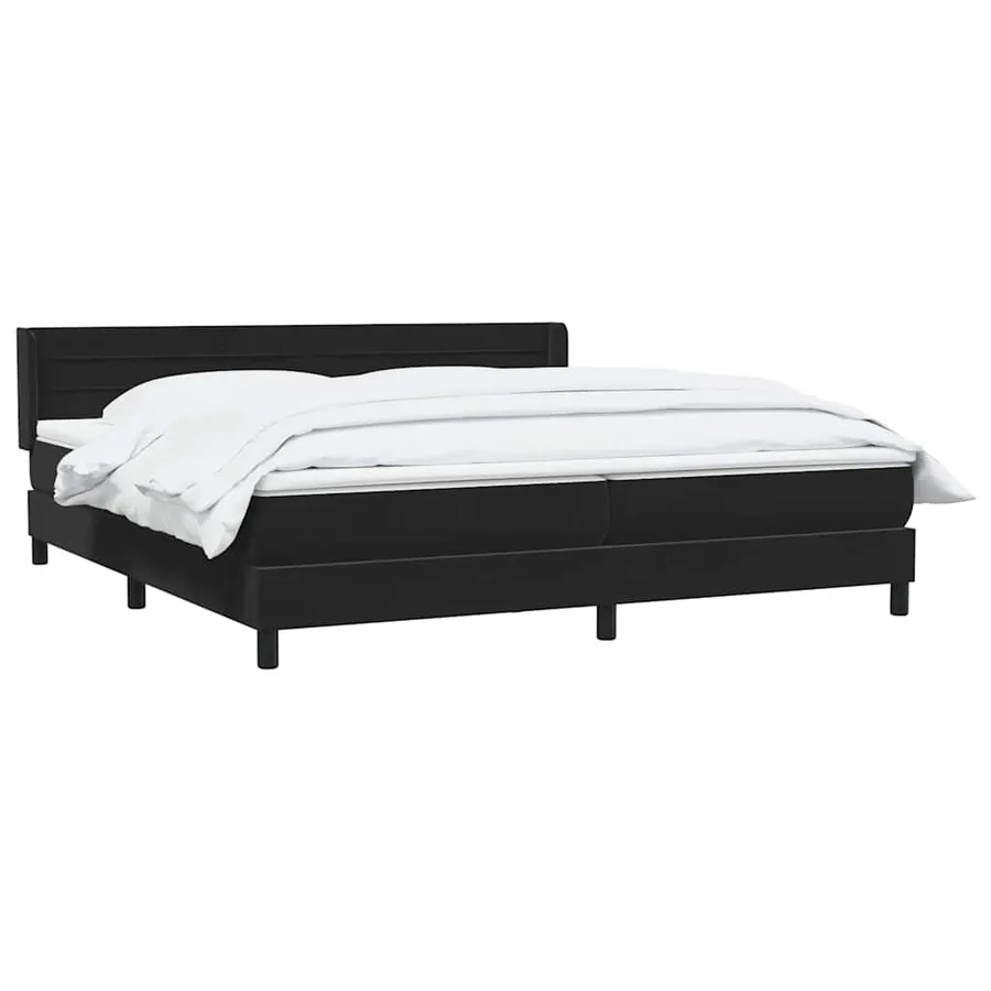 Sommier à lattes de lit avec matelas noir 200x220 cm velours - 3