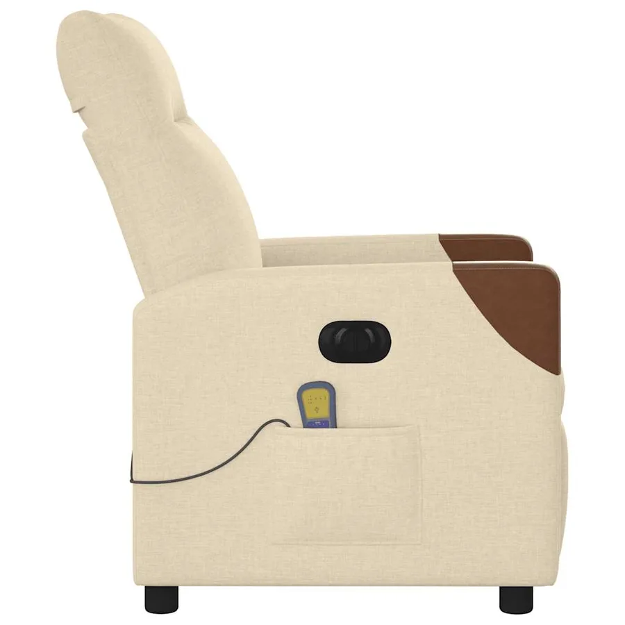Fauteuil inclinable de massage électrique crème tissu - 6