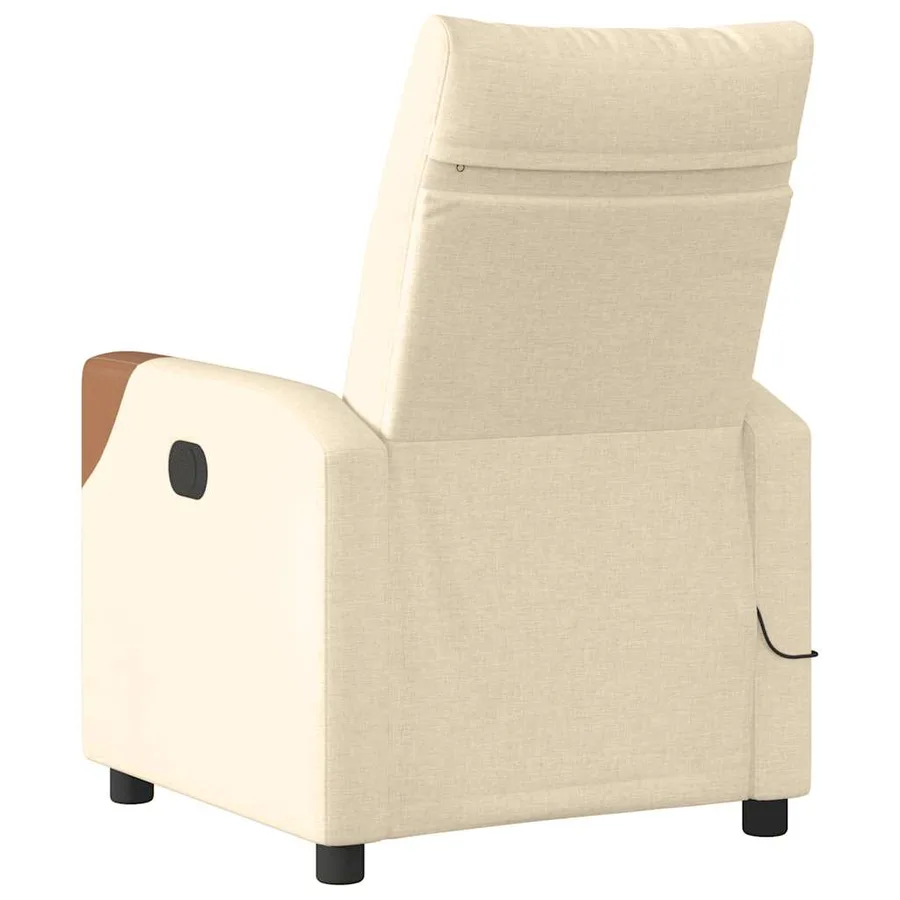 Fauteuil inclinable de massage électrique crème tissu - 7