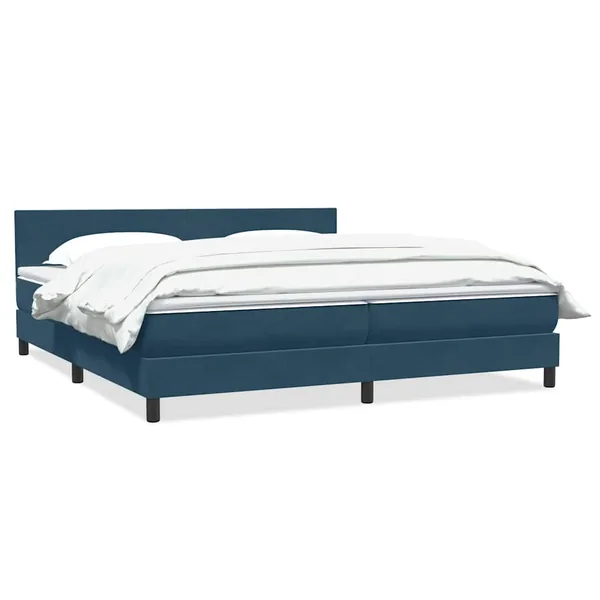 Sommier à lattes de lit et matelas bleu foncé 200x220cm velours