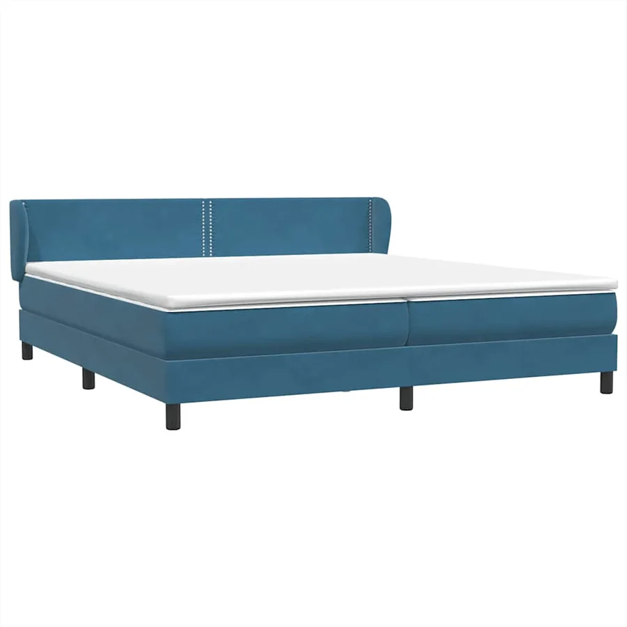Sommier à lattes de lit et matelas bleu foncé 180x220cm velours - 4
